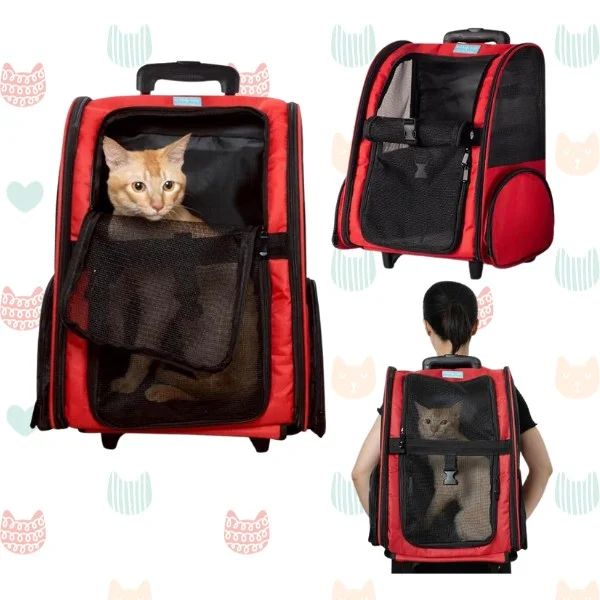 Qual a melhor caixa de transporte para gatos? Analisamos 13 opções 22 Mochila com rodinhas para gatos