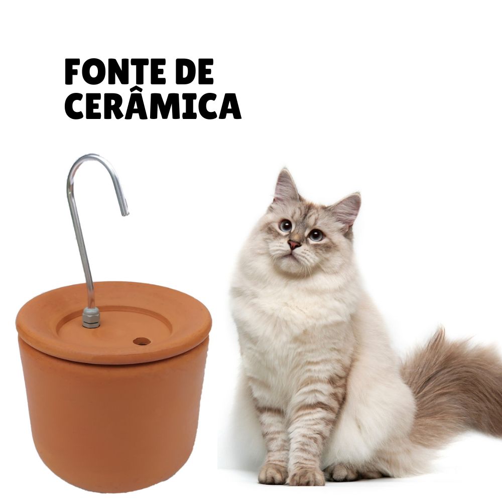 fonte para gatos de cerâmica