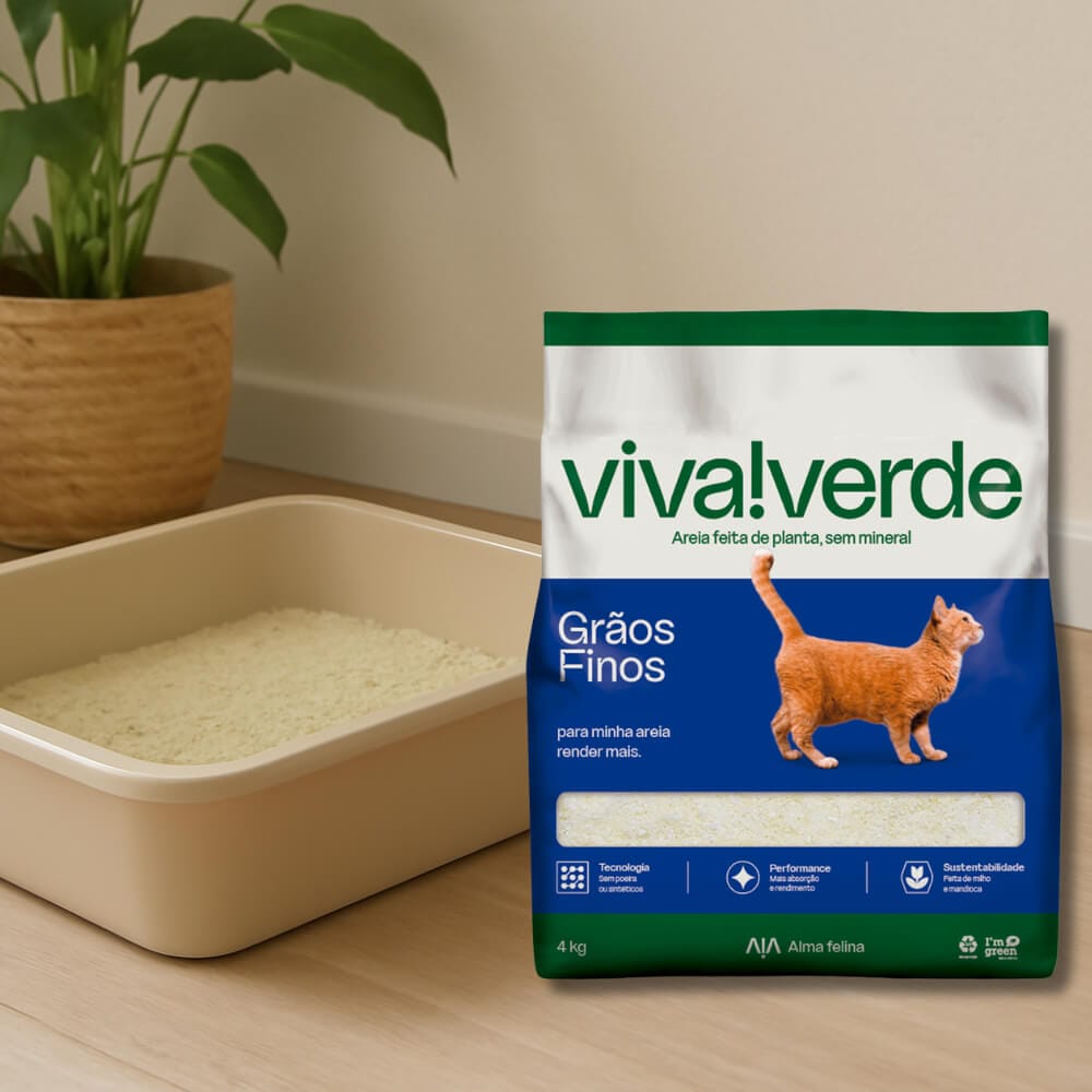 areia de mandioca para gatos viva verde graos finos