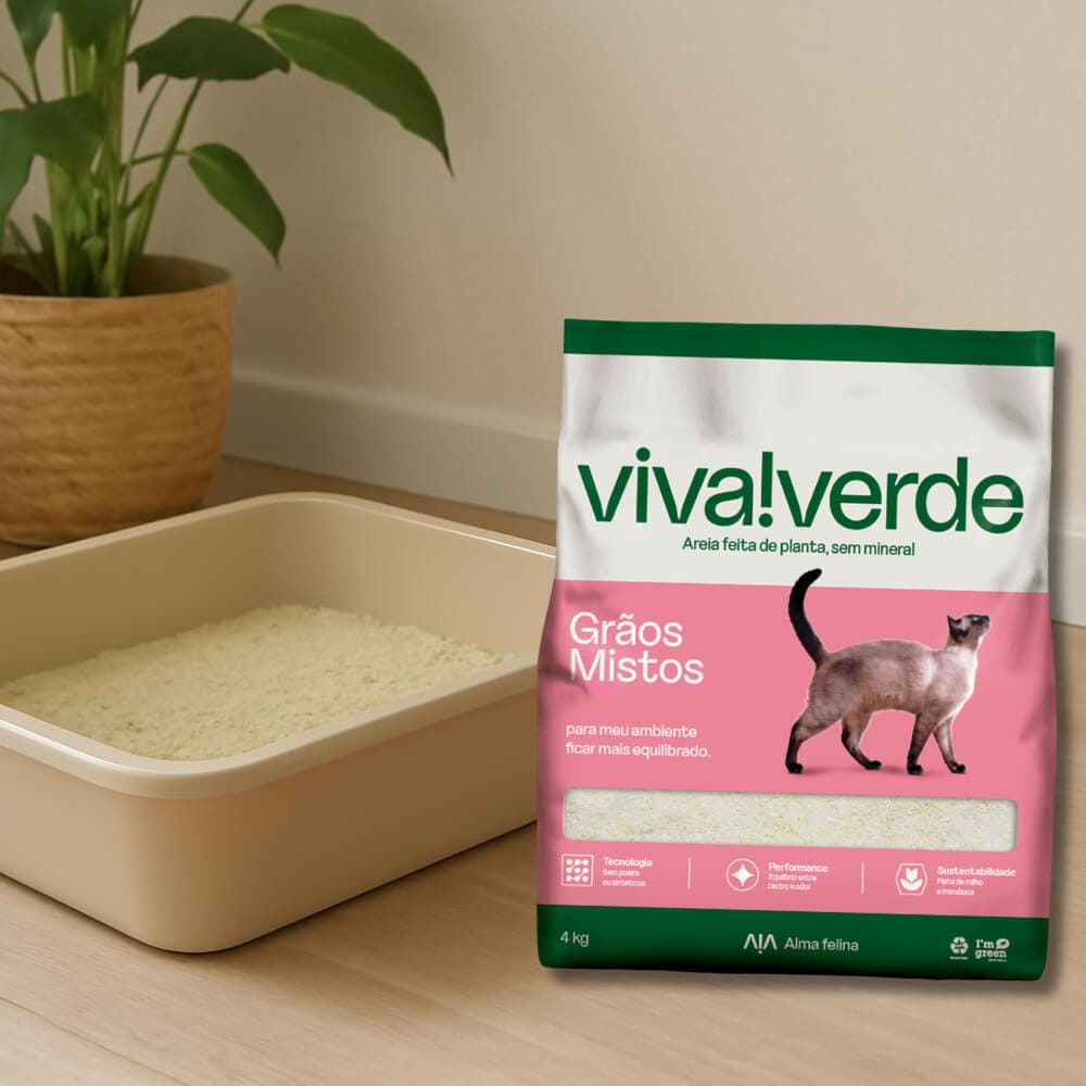 areia de mandioca para gatos viva verde graos mistos